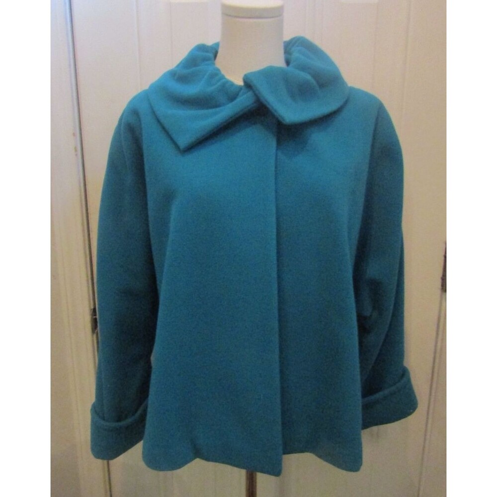 Vintage Mr Jax Wool Cashmere Jacket Womens XL Teal Blue Made Canada - Picture 2 of 11